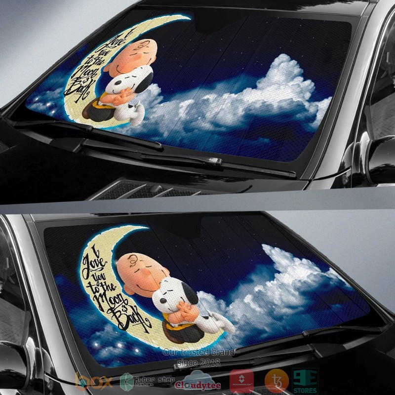 Snoopy Auto I Love You To The Moon And Back Cartoon Auto Car Sunshade 1