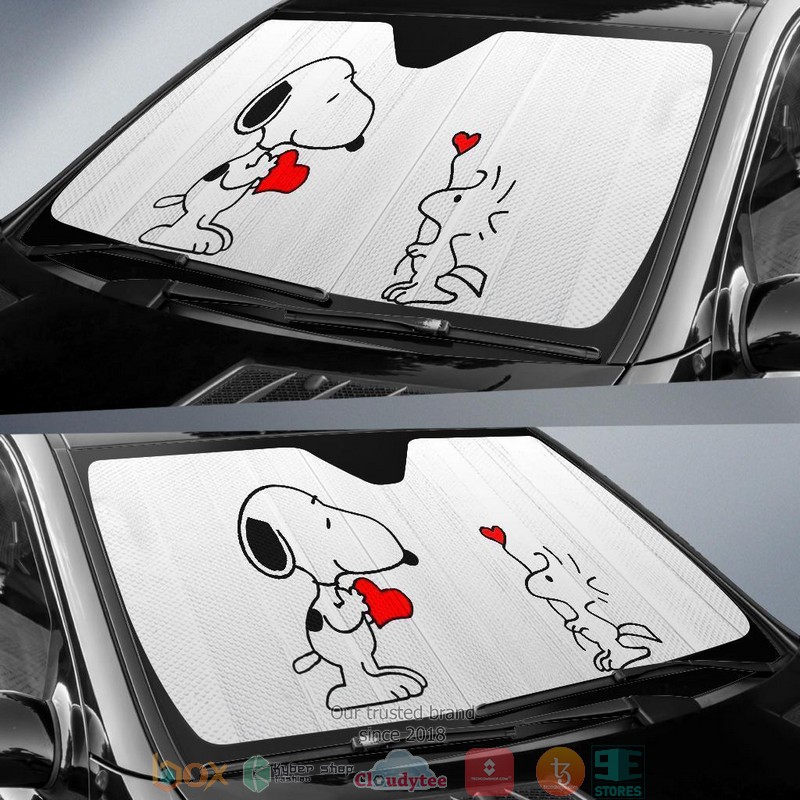 Snoopy Auto Snoopy Love Car Sunshade 1