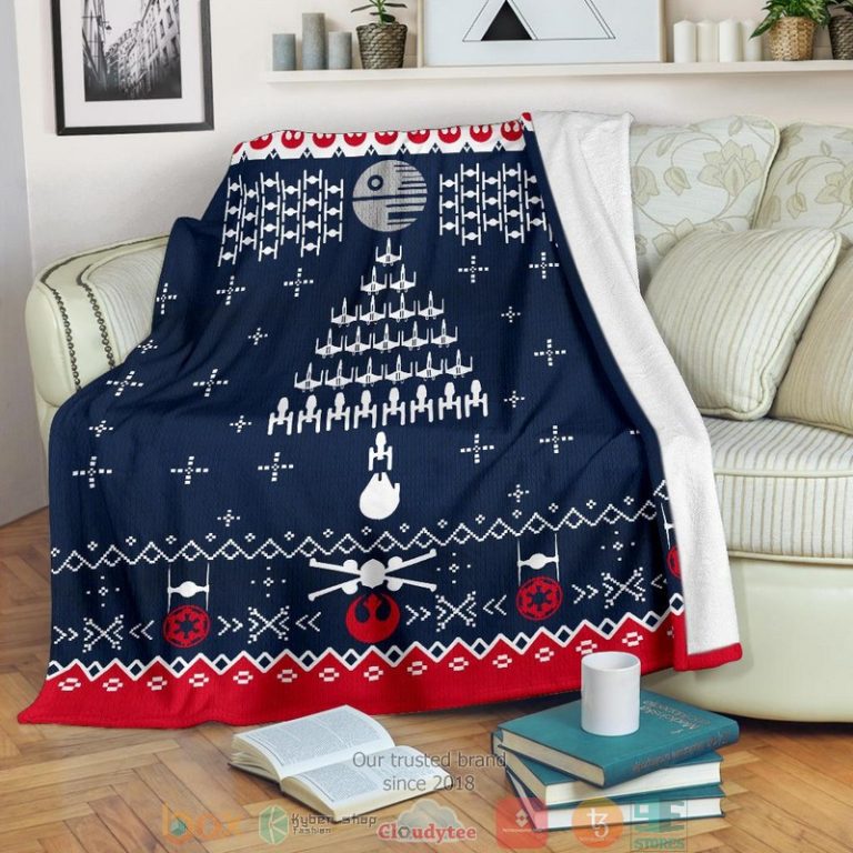 Star Wars Spaceship Ugly Christmas Blanket 1