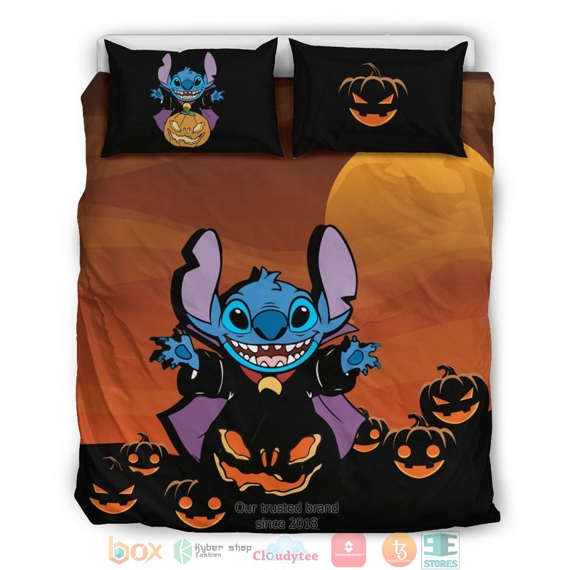 Stitch Dracula pumpkin Halloween Bedding Set