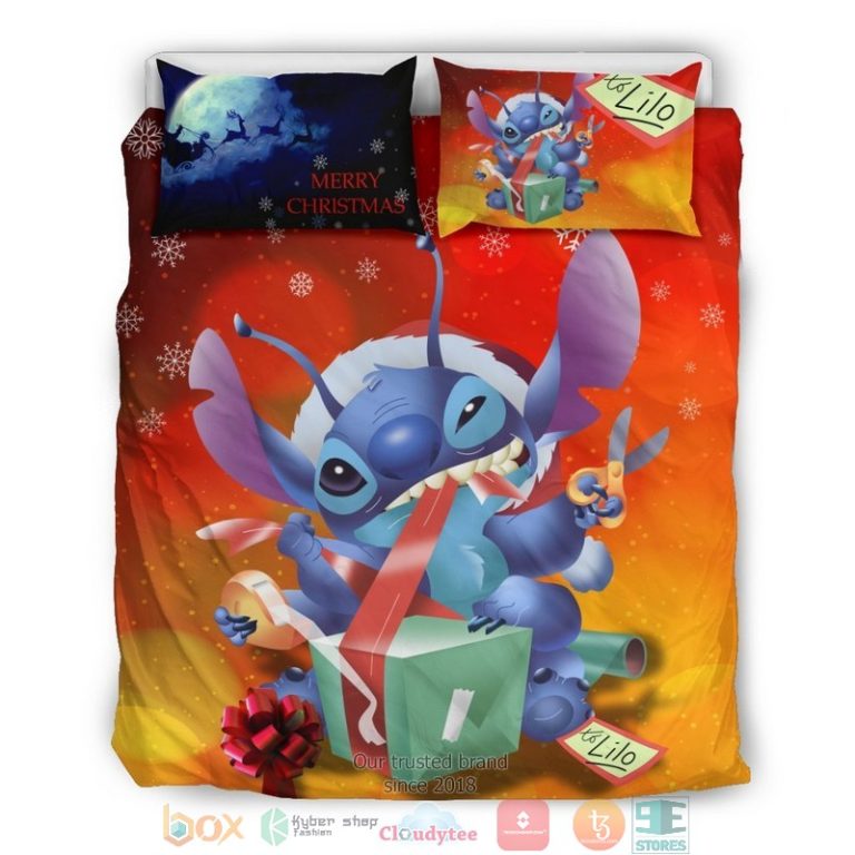 Stitch Merry Christmas Gift to Lilo Bedding Set