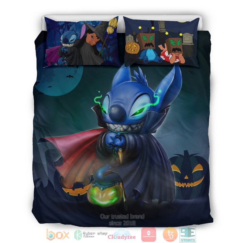 Stitch Witch scary pumpkin Halloween Bedding Set
