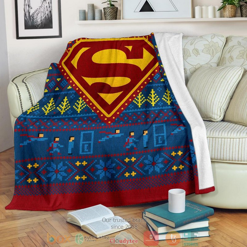Superman Art Ugly Christmas Blanket 1