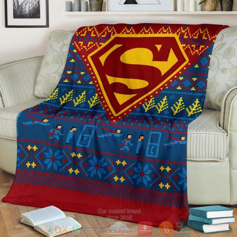 Superman Art Ugly Christmas Blanket 1 2