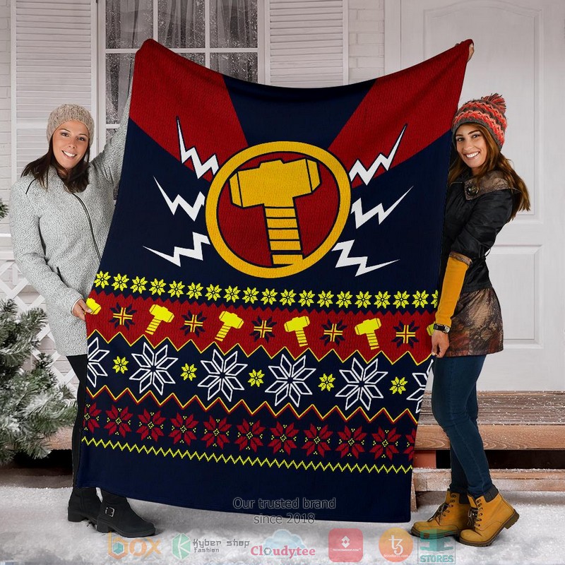 Thor Mjolnir Ugly Christmas Blanket