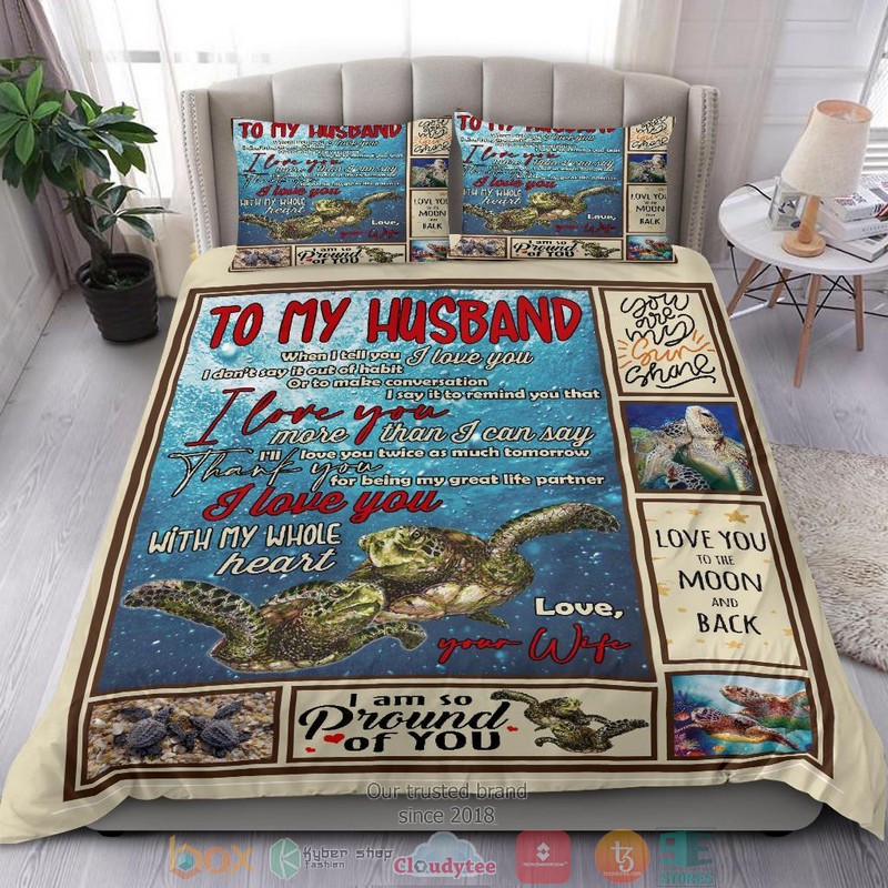 To My Husband Turtle Art Bedding Set