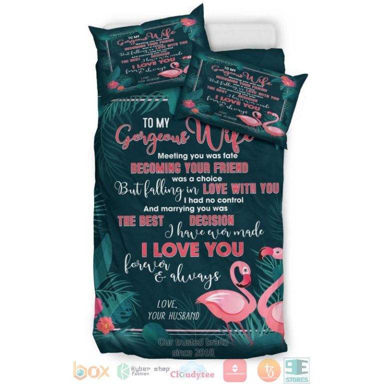 To My Wife Flamingo Bedding Set 1