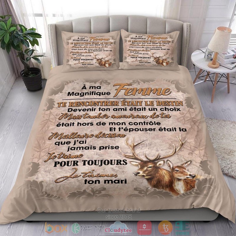 To My Wife French Deer Bedding Set