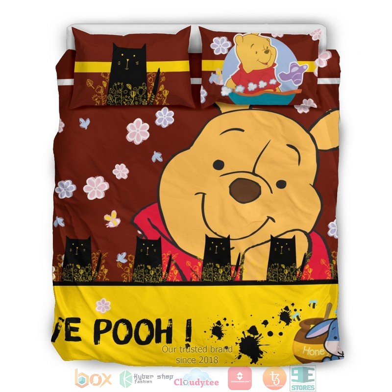 Winnie The Pooh Black Cat Bedding Set