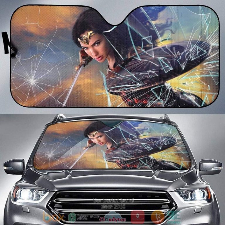 Wonder Woman Car Auto Broken Windshield Funny Car Sunshade