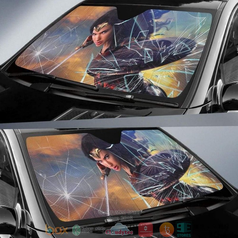 Wonder Woman Car Auto Broken Windshield Funny Car Sunshade 1