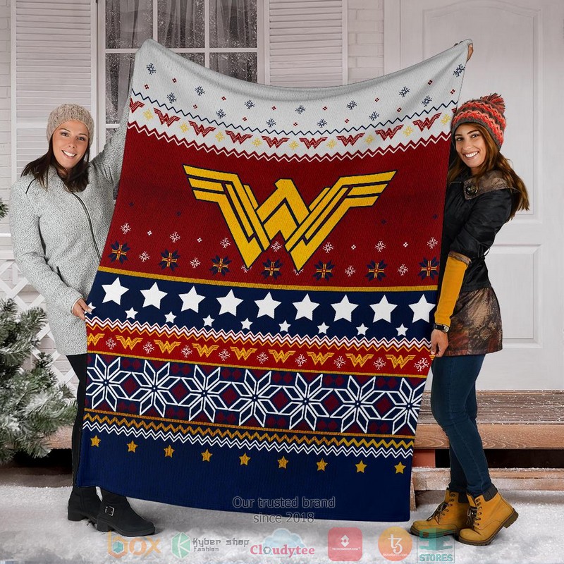 Wonder Woman Signal Ugly Christmas Blanket