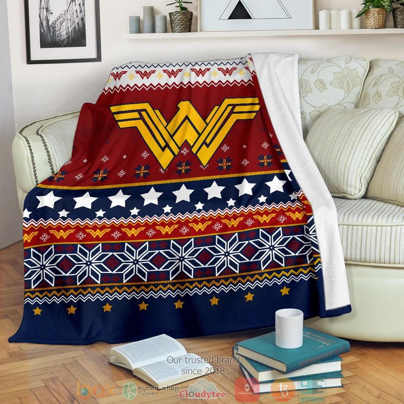 Wonder Woman Signal Ugly Christmas Blanket 1