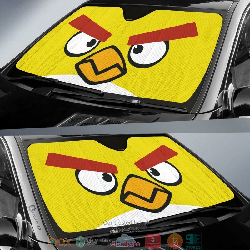 Yellow Angry Eyes Angry Bird Eyes Car Sunshade 1