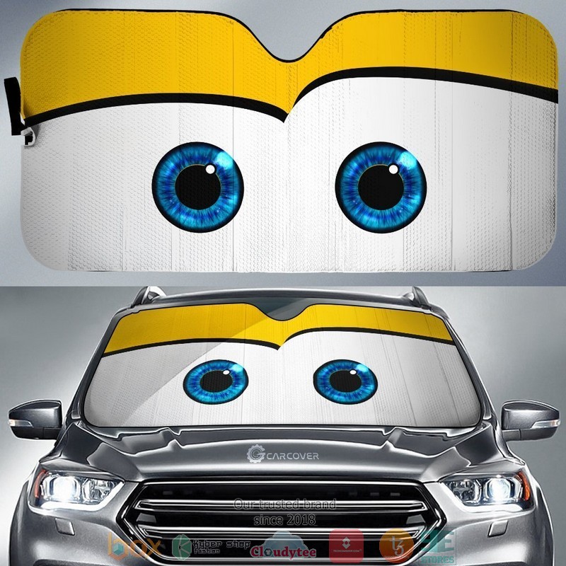 Yellow Cute Cartoon Eyes Car Sunshade