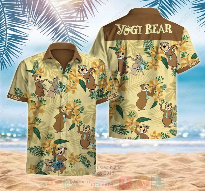 Yogi Bear Men Summer Yogi Bear Hawaiian Shirt