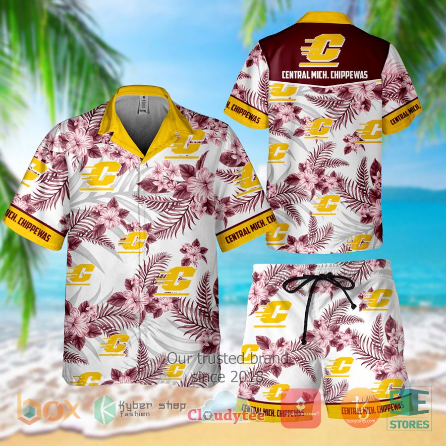 central mich chippewas hawaiian hawaiian shirt shorts 1 52614