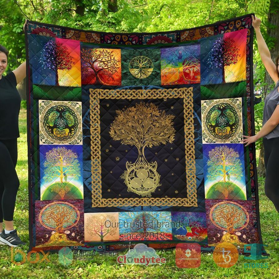 colorful graphic tree of life earth quilt blanket 1 84898