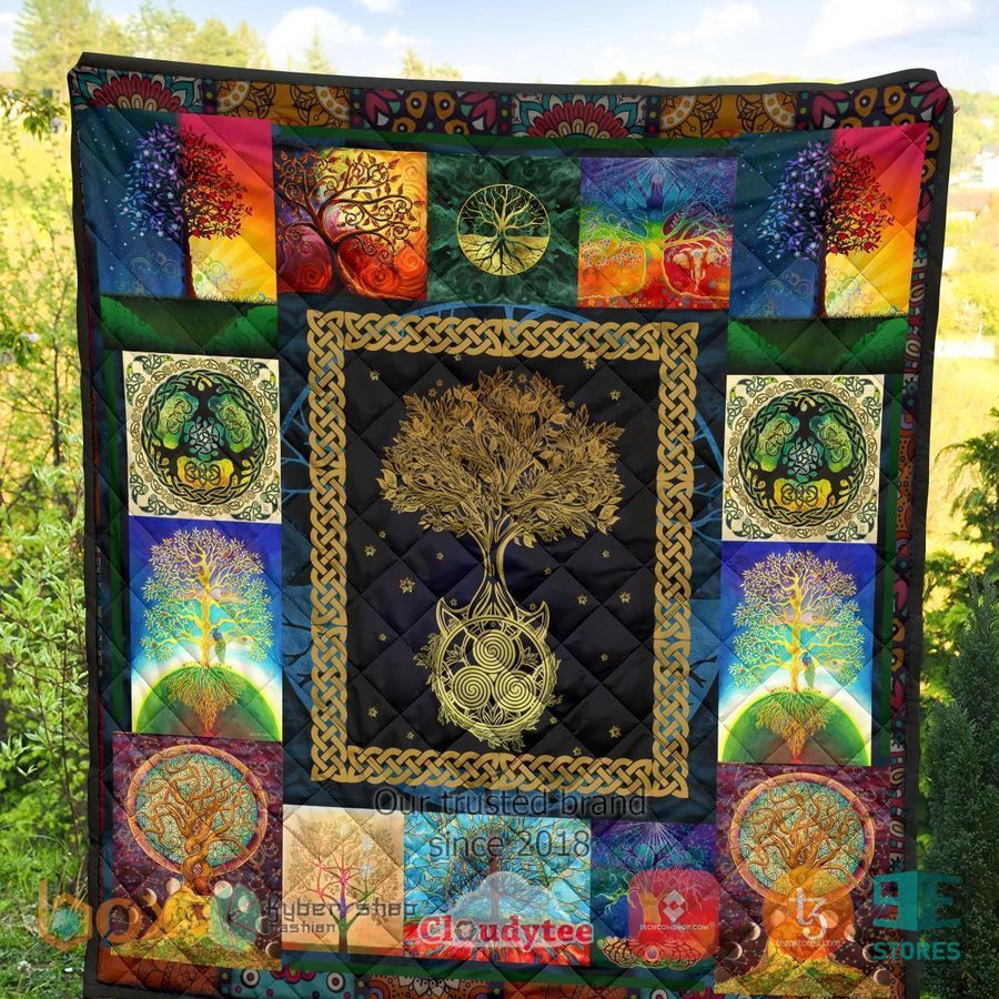 colorful graphic tree of life earth quilt blanket 2 30320