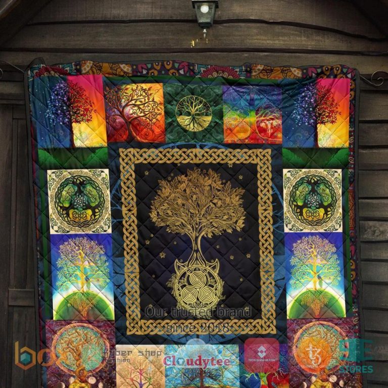 colorful graphic tree of life earth quilt blanket 3 35902