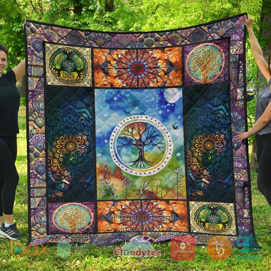 colorful tree of life earth quilt blanket 1 16970