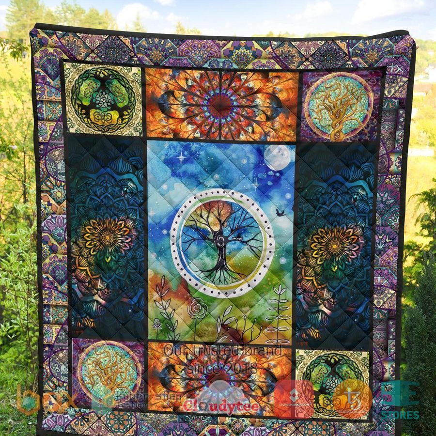 colorful tree of life earth quilt blanket 2 84179