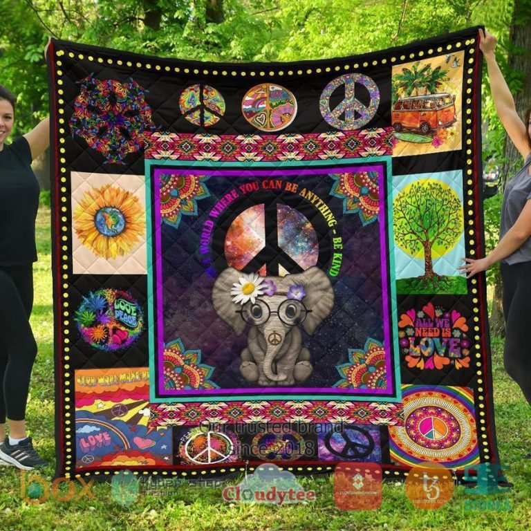 cute hippie elephant quilt blanket 1 19138