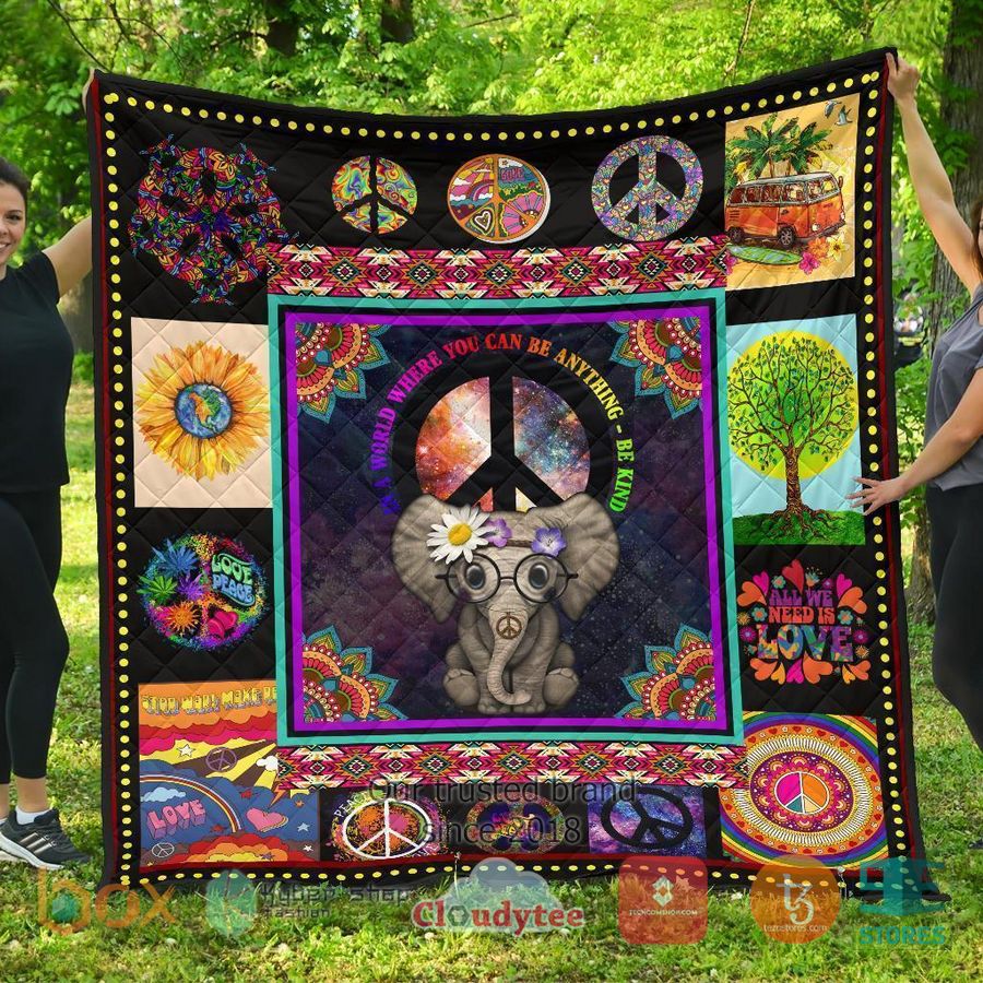 cute hippie elephant quilt blanket 1 19138
