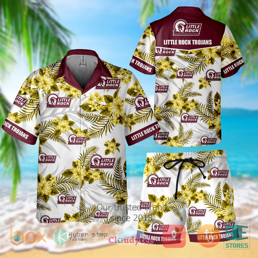 little rock trojans hawaiian hawaiian shirt shorts 1 59312