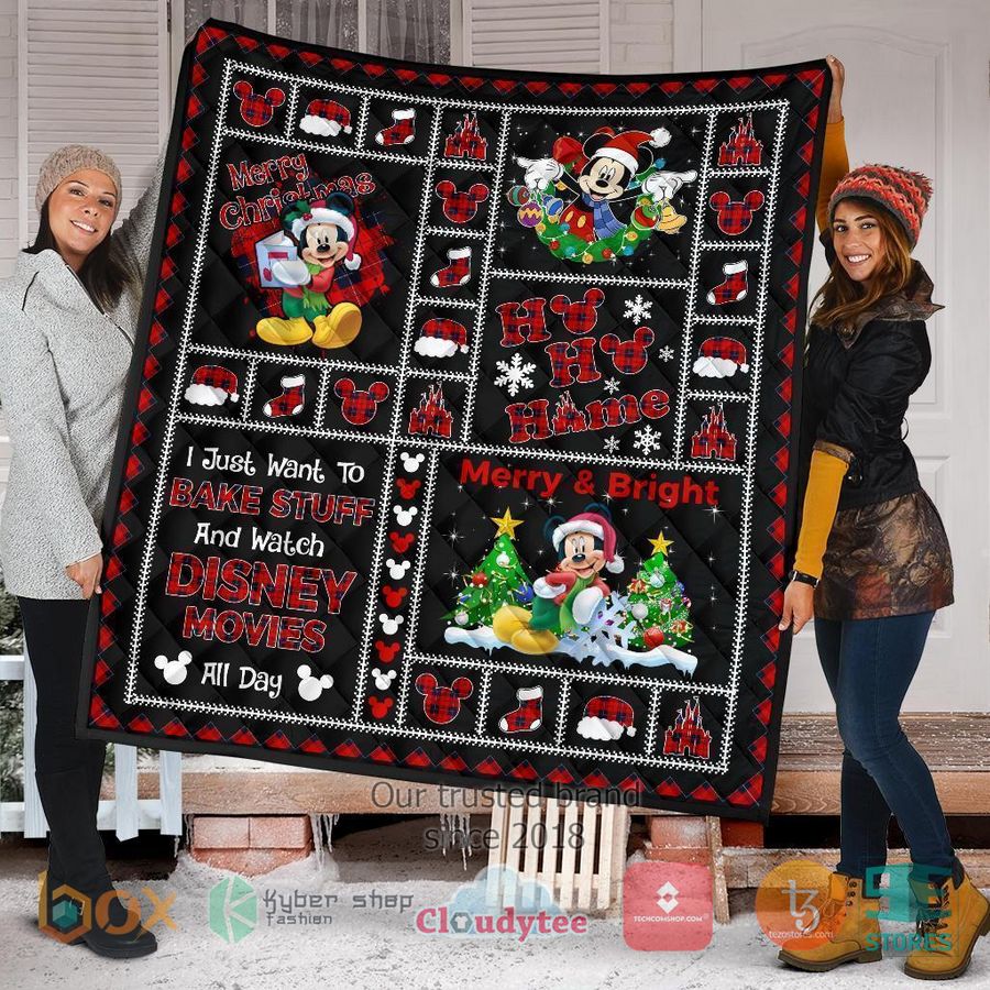 merry christmas mickey merry bright disney quilt blanket 1 10126
