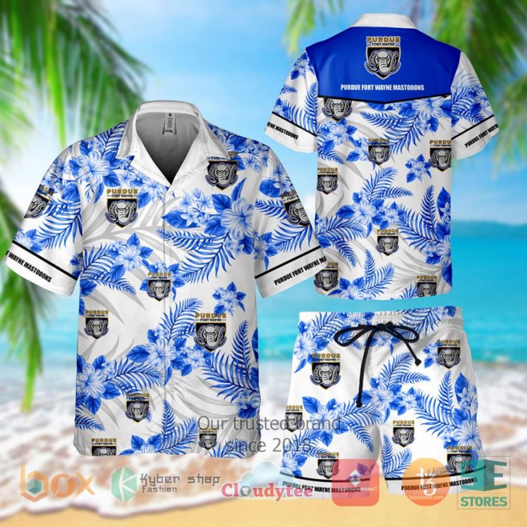 purdue fort wayne mastodons hawaiian shirt shorts 1 73123