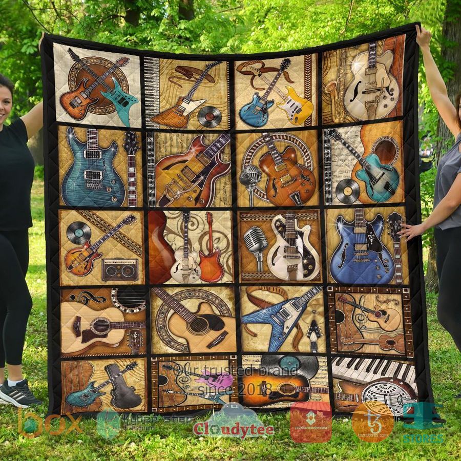 vintage guitar guitar quilt blanket 2 85640