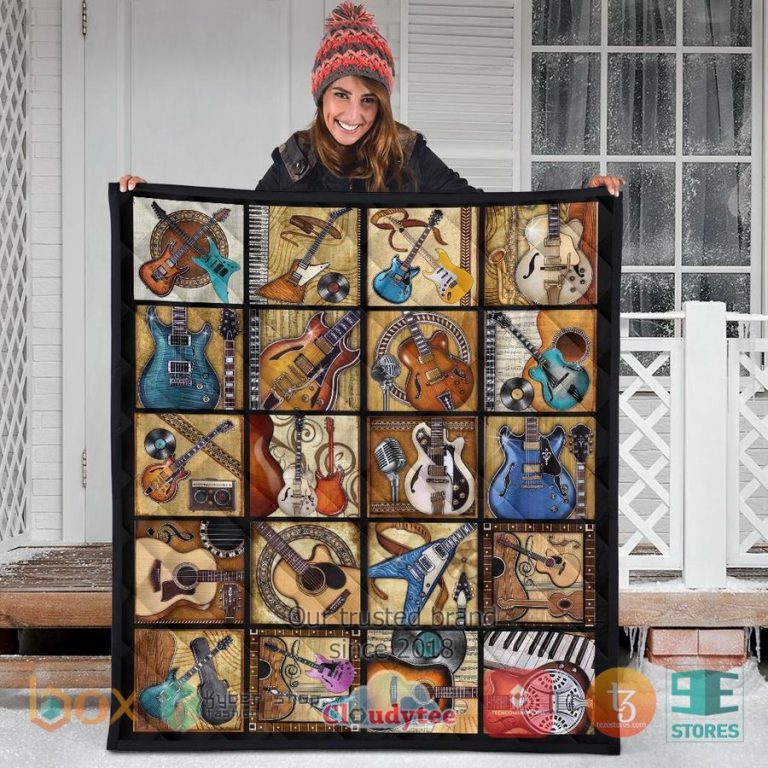 vintage guitar guitar quilt blanket 3 99975