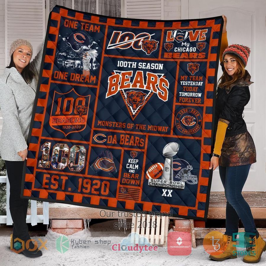 100th chicago bears anniversary quilt blanket 1 42961
