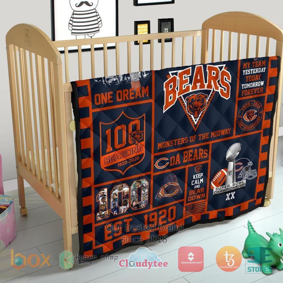 100th chicago bears anniversary quilt blanket 12 60433