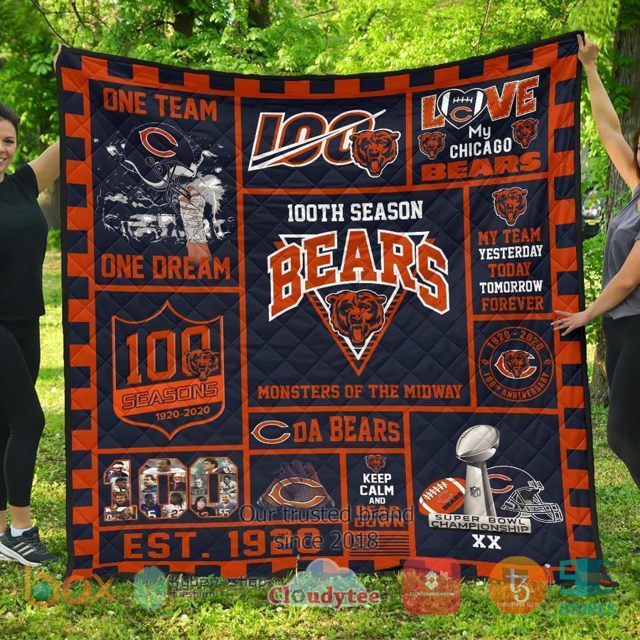 100th chicago bears anniversary quilt blanket 2 30200