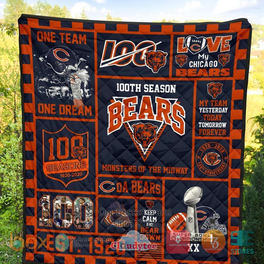 100th chicago bears anniversary quilt blanket 4 83427