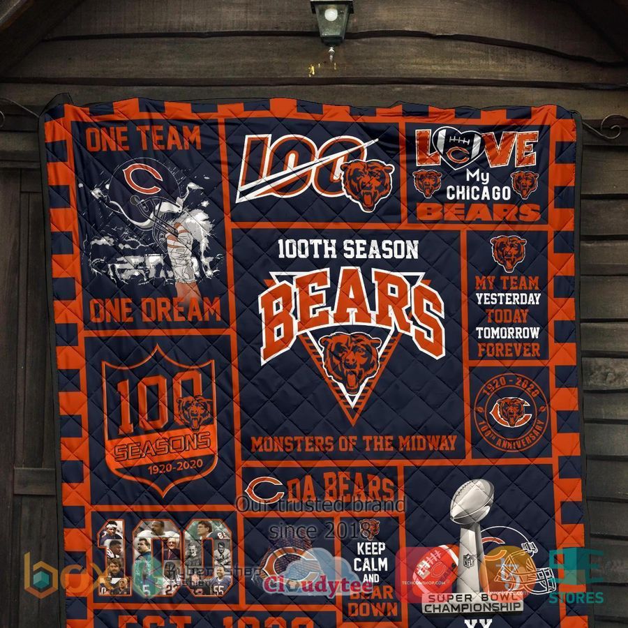 100th chicago bears anniversary quilt blanket 5 69420