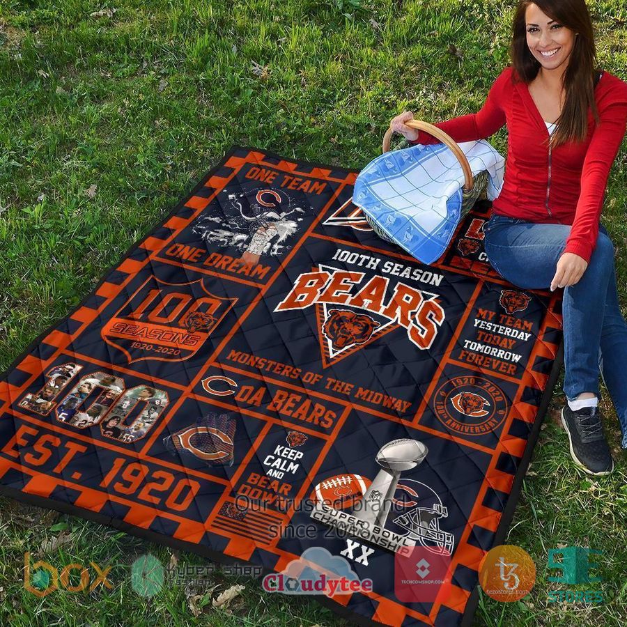 100th chicago bears anniversary quilt blanket 6 65593