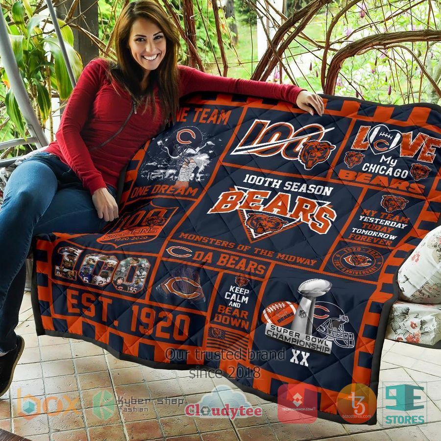 100th chicago bears anniversary quilt blanket 7 80645