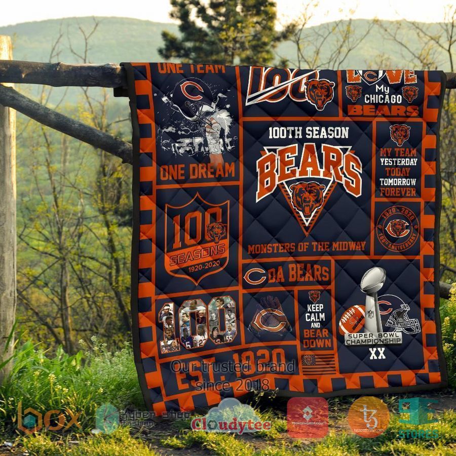 100th chicago bears anniversary quilt blanket 8 63506