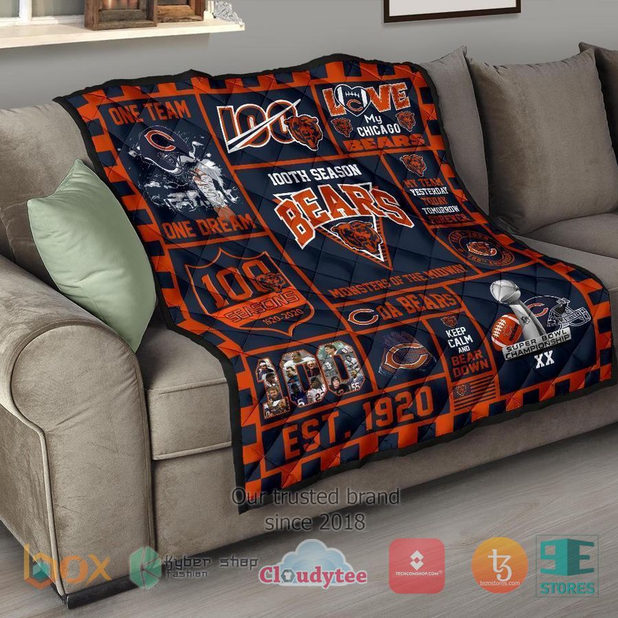 100th chicago bears anniversary quilt blanket 9 93482