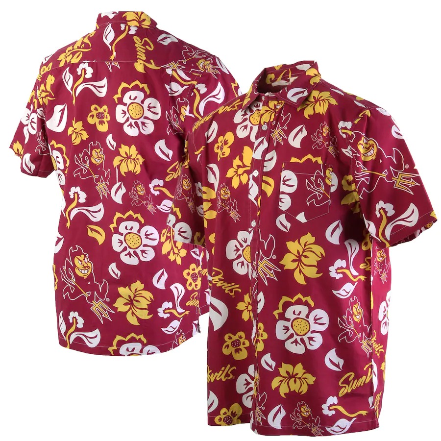 Arizona State Sun Devils Wes Willy Floral Red Hawaiian Shirt