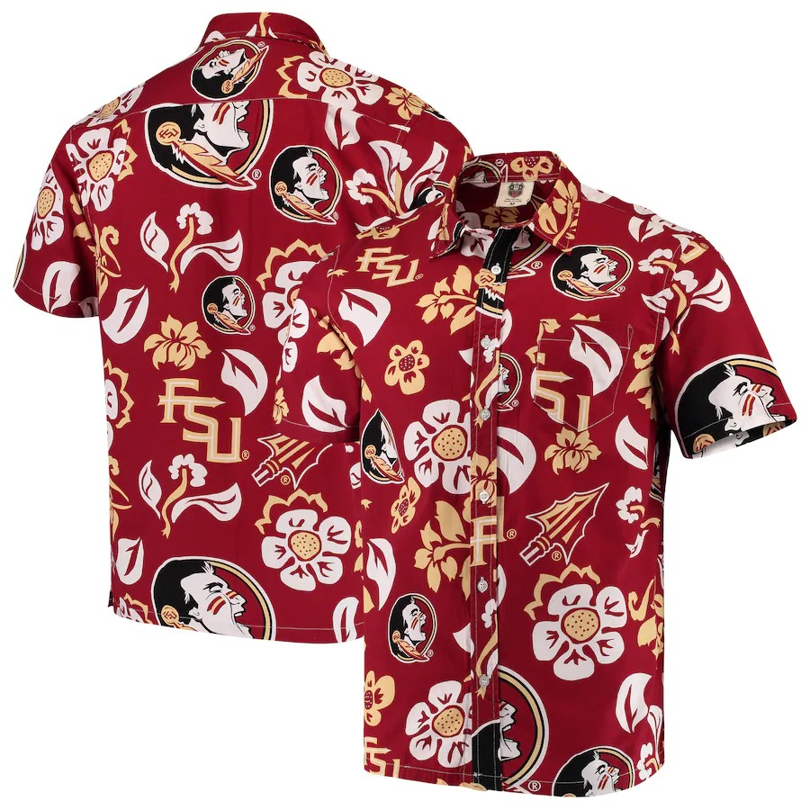 Florida State Seminoles Wes Willy Floral Garnet Hawaiian Shirt