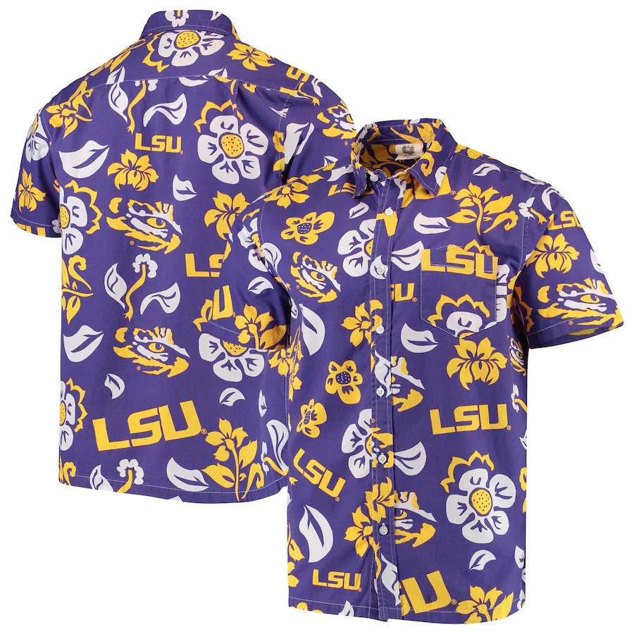 LSU Tigers Wes Willy Floral Purple Hawaiian Shirt