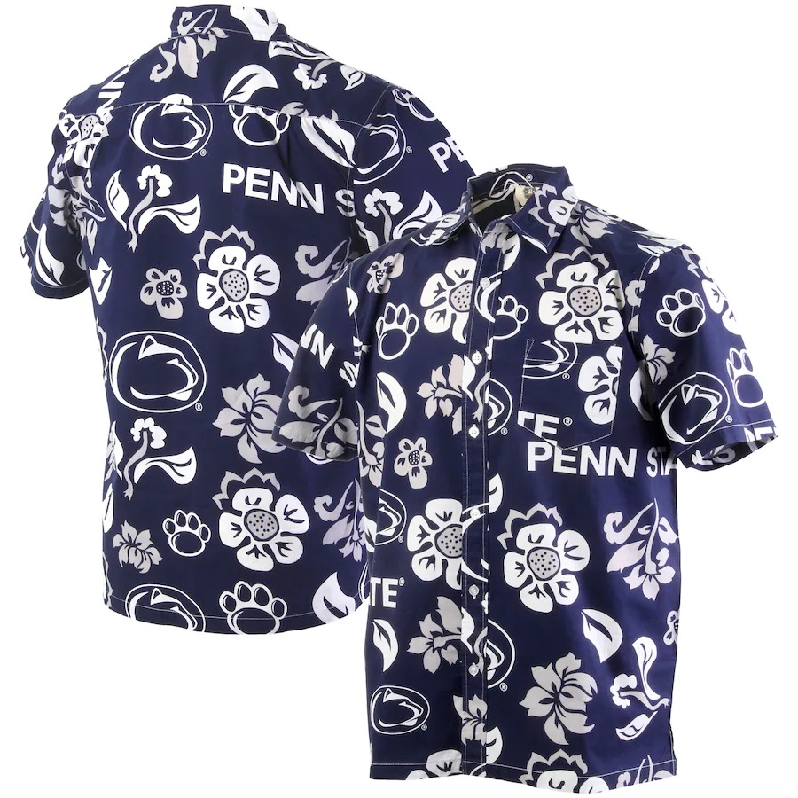 Penn State Nittany Lions Wes Willy Floral Navy Hawaiian Shirt