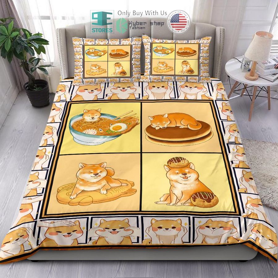 adorable shiba food bedding set 1 15327