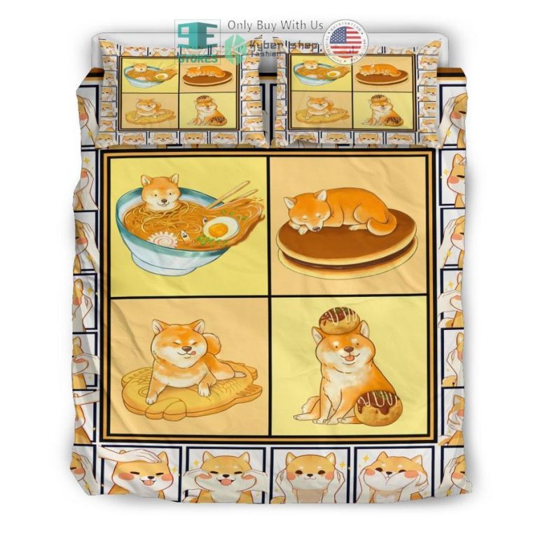 adorable shiba food bedding set 3 36464