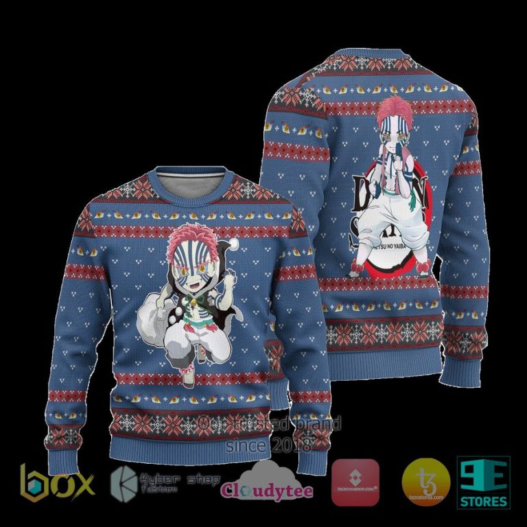 akaza demon slayer anime ugly christmas sweater 3 57149