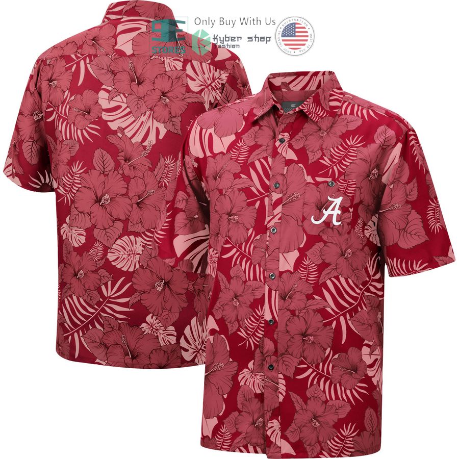 alabama crimson tide colosseum the dude camp crimson hawaiian shirt 1 27594
